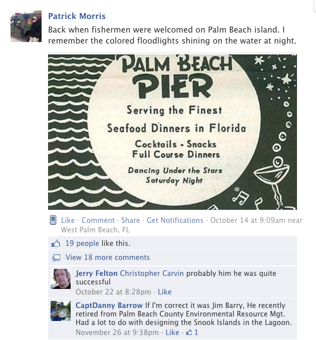 Palm Beach Pier vintage ad on Facebook